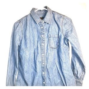Denim Jean Button Up Shirt Long sleeve with Collar